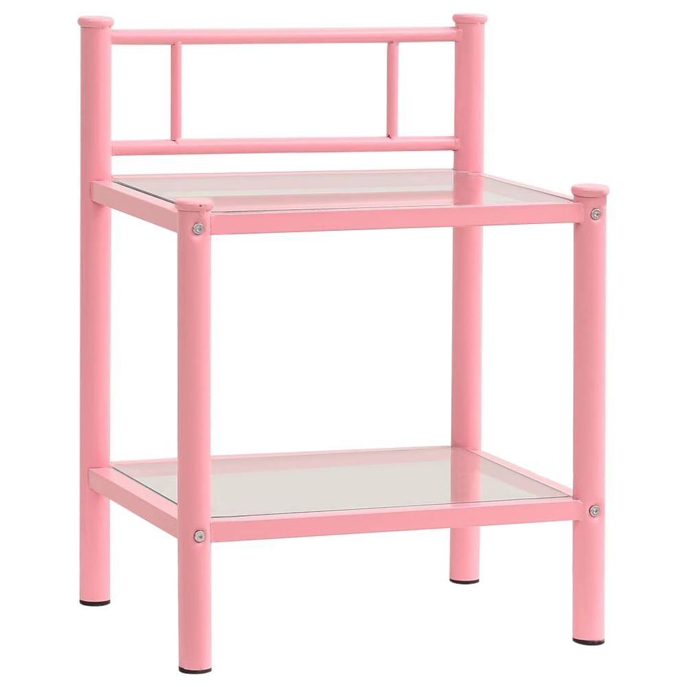 Vidaxl Nočný stolík ružový a priehľadný 45x34,5x60,5 cm kov a sklo